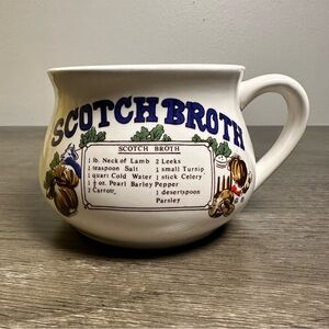 Vintage Scotch Broth Soup Recipe Ceramic Mug Cup Bowl With Handle